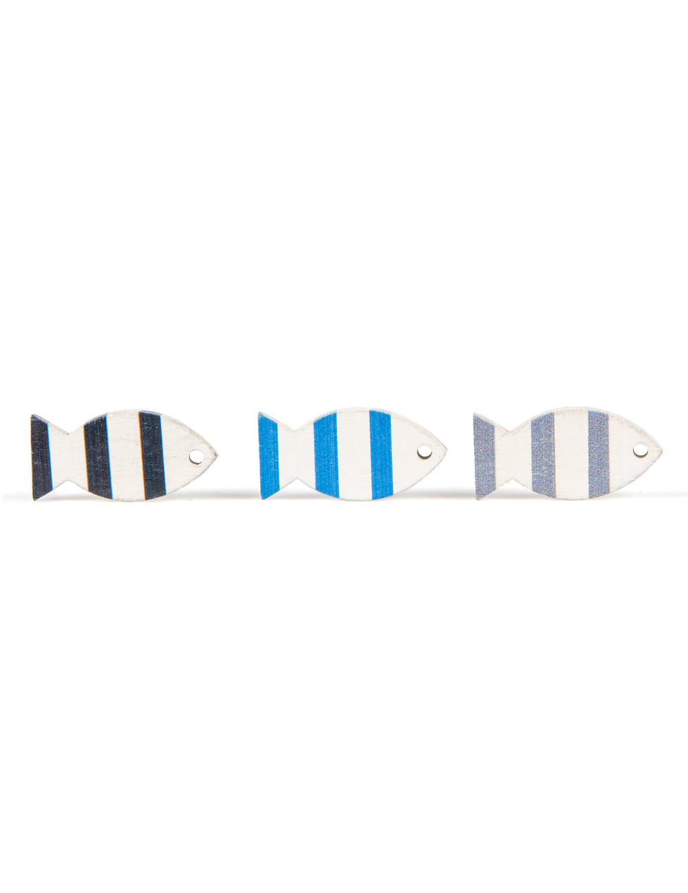 Détail des différents coloris du poissons en bois décoratifs à suspendre marin