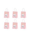 Sacs à bonbons boo pour Halloween roses et blancs avec motif squelette