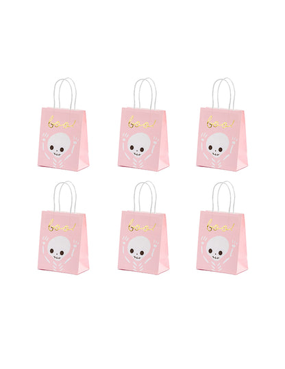 6 ružovo-bielych halloweenskych cukríkových vrecúšok