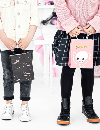 6 ružovo-bielych halloweenskych cukríkových vrecúšok