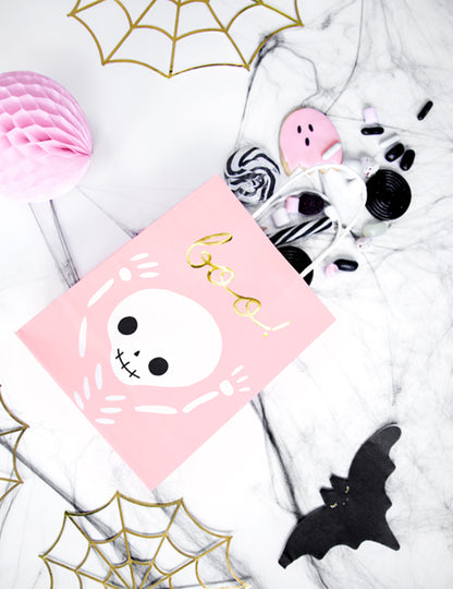 6 ružovo-bielych halloweenskych cukríkových vrecúšok