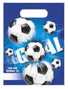 Sacs de fête en plastique Football Goal pour anniversaire bleu avec motifs ballons de foot