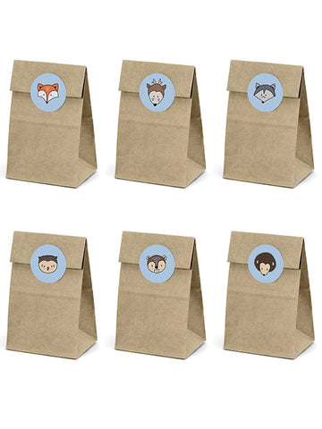 6 papierové tašky a nálepky so zvieratkami z lesa 
