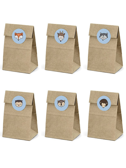 6 papierové tašky a nálepky so zvieratkami z lesa 
