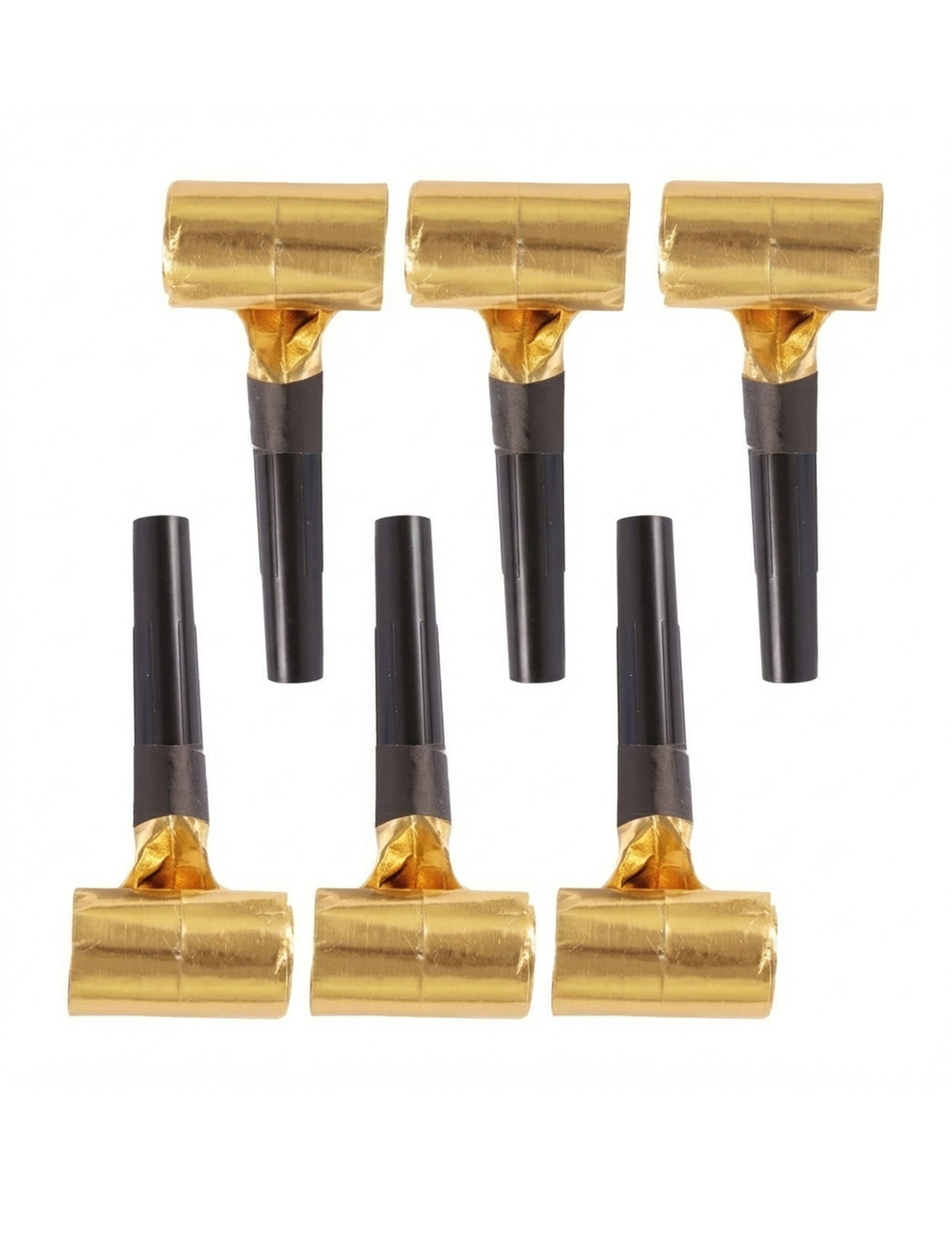 6 čierno-zlatých párty trúbok 