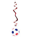 Suspension Ballon de Football bleu blanc rouge avec spirale rouge