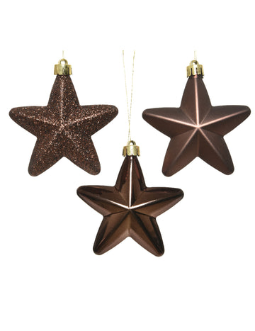 6 závesných ozdôb na stromček hviezdy čokoládové 7,5 cm 