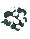60 pétales satin ivoire et vert anglais 3,5 cm