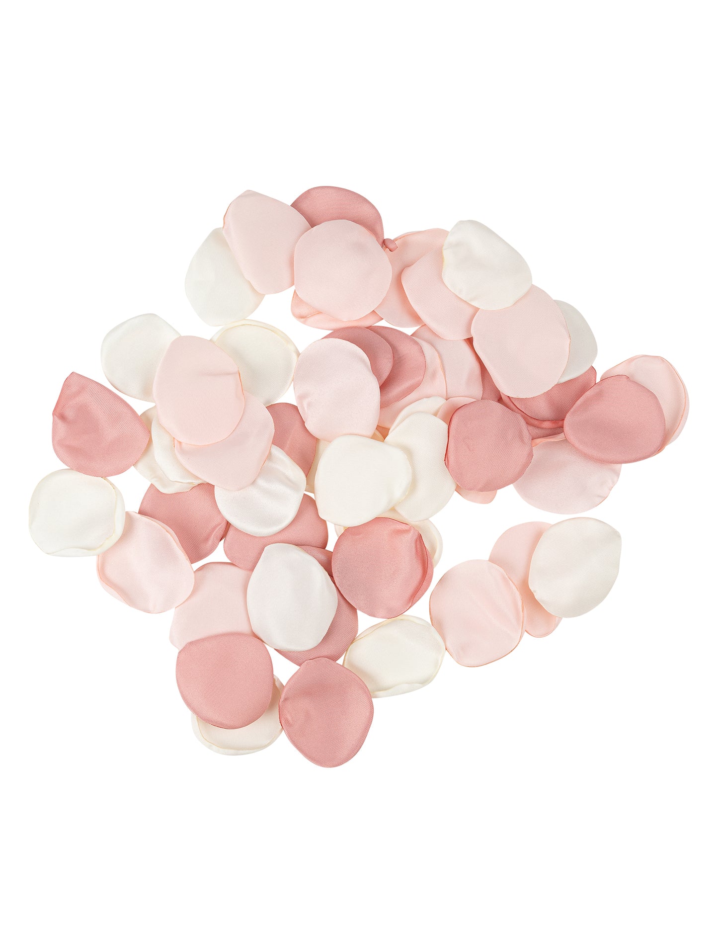 60 saténových lupienkov ruže v slonovinovej, ružovej a prašnej farbe, 3,5 cm, na ozdobu