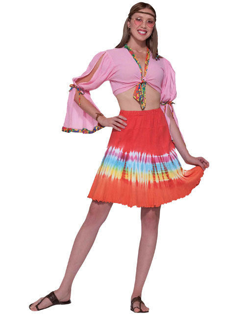 Hippie batiková sukňa zo 60. a 70. rokov červeno-viacfarebná 