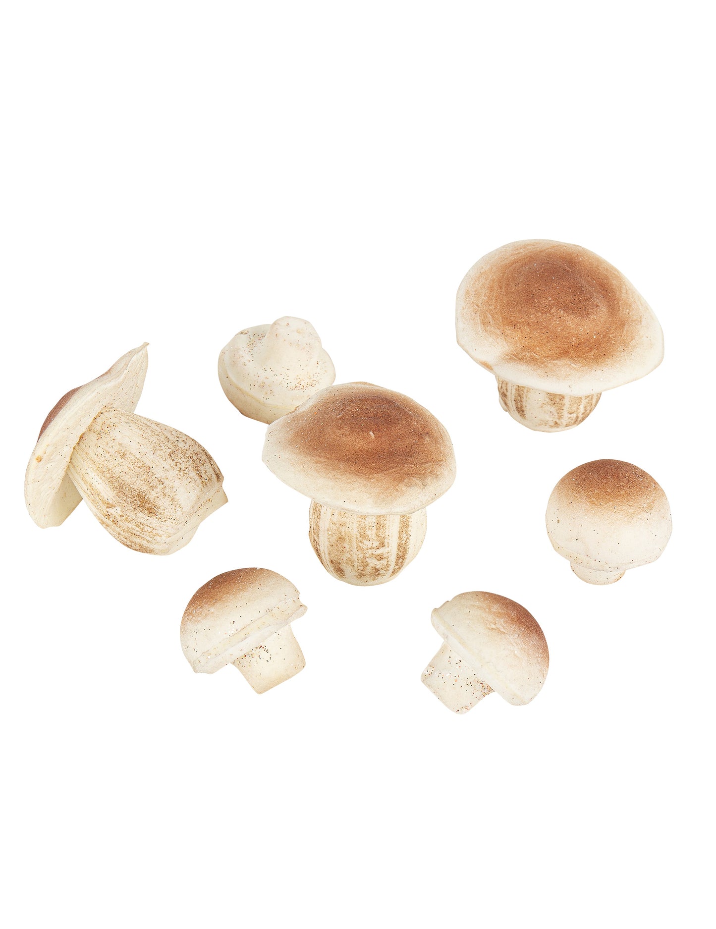 Champignons en mousse aspect naturel pour décoration beige et marron