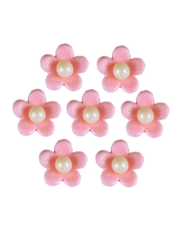 7 ružových cukrových kvetov na tortu 2 cm jedlých 