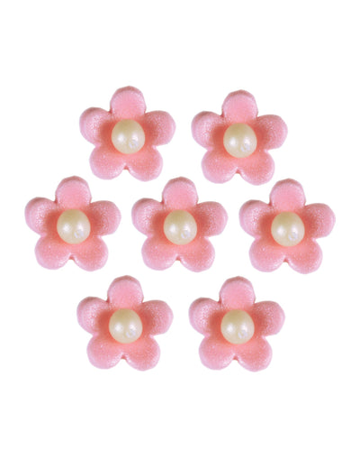 Fleurs en sucre pour gâteau roses comestibles avec perle nacrée