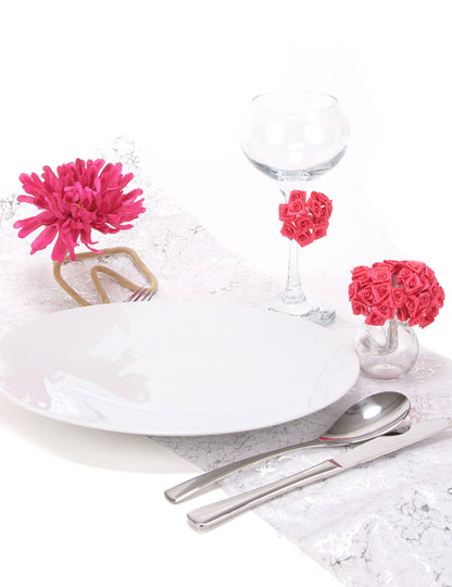 48 mini ruží zo saténu fuchsiovej farby 1 x 8 cm na stonke na svadbu 