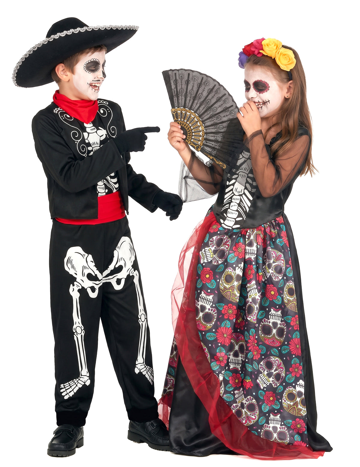 Déguisement de couple Dia de los meurtos mexicain enfant