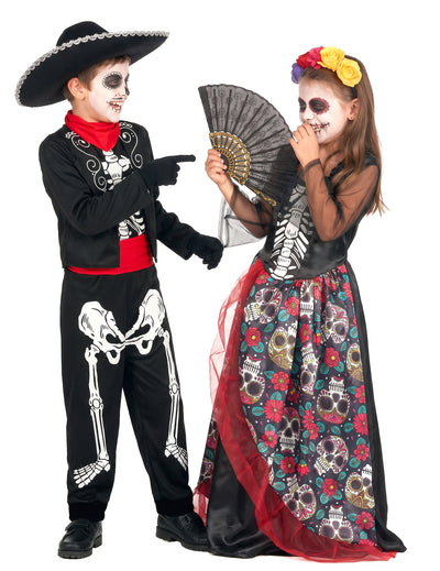 Déguisement de couple Dia de los meurtos mexicain enfant