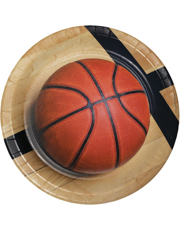 8 kartónových tanierov, basketbalové lopty, 23 cm športová téma