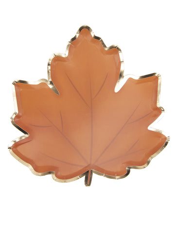 8 papierových tanierov s motivom jesenného lístia 23 cm zlatý okraj