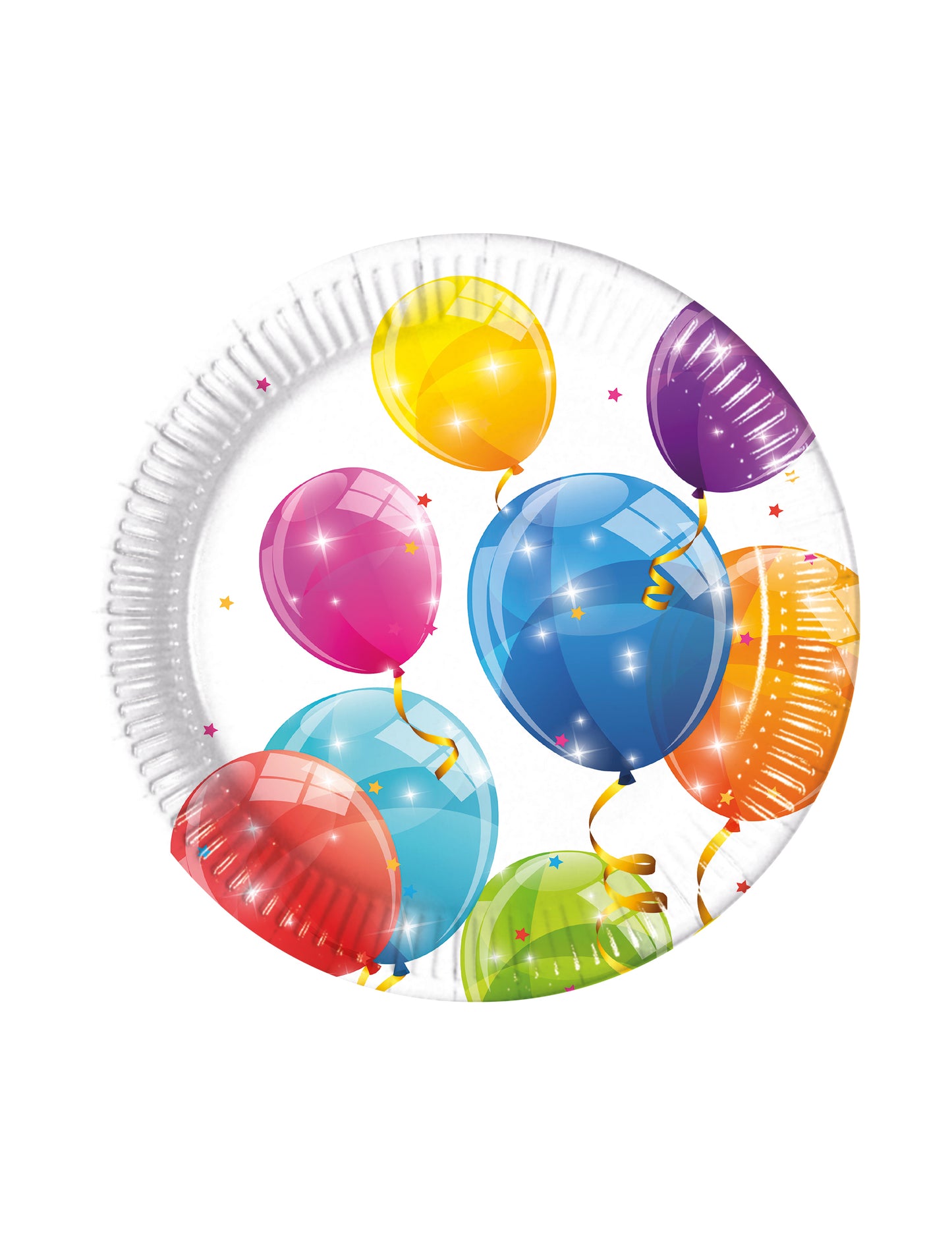 8 papierových tanierov, farebné balóny, 23 cm na narodeniny