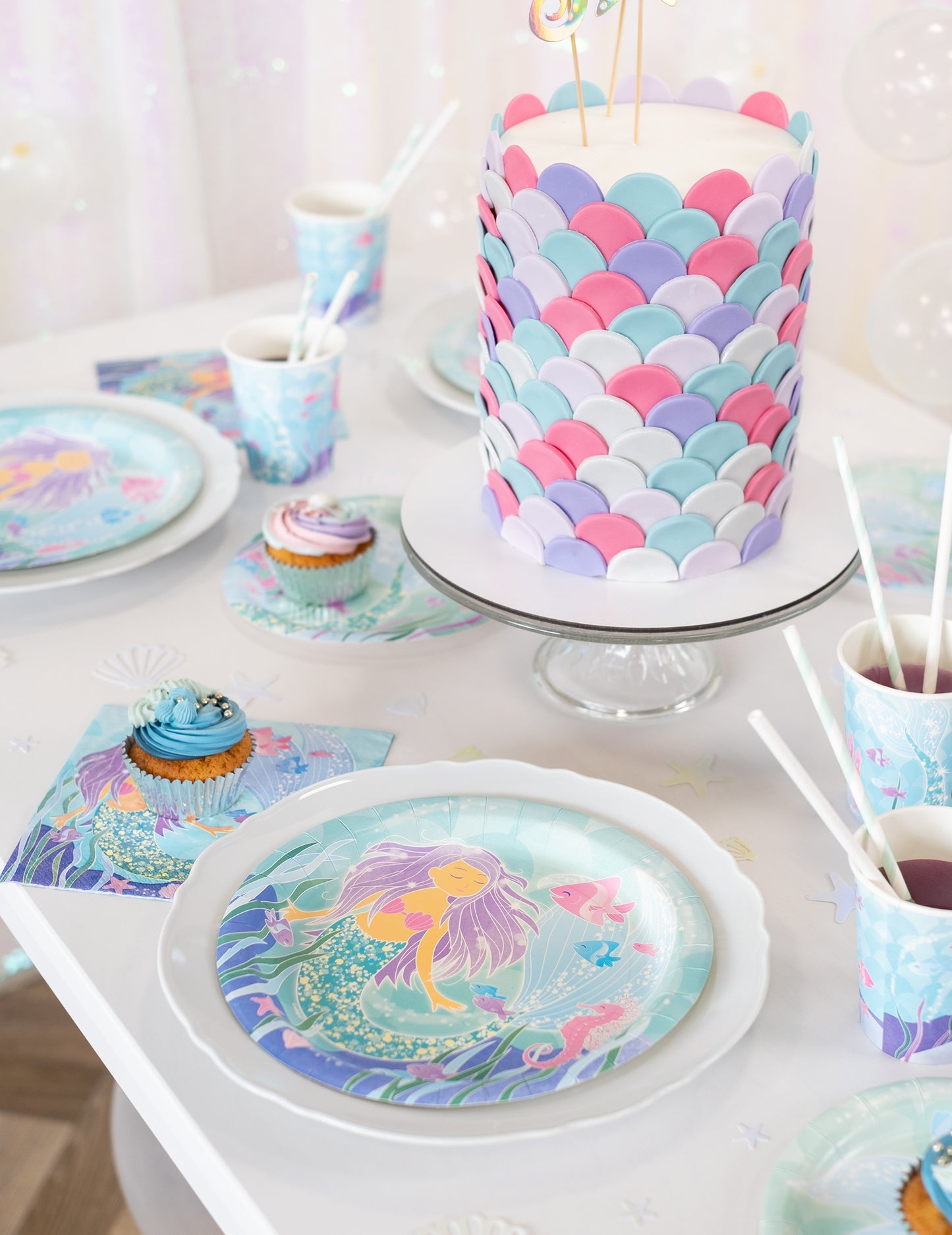8 papierové taniere krásna morská panna 21,9 cm na narodeniny 