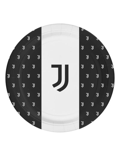 Assiettes en carton Juventus pour anniversaire noir et blanc