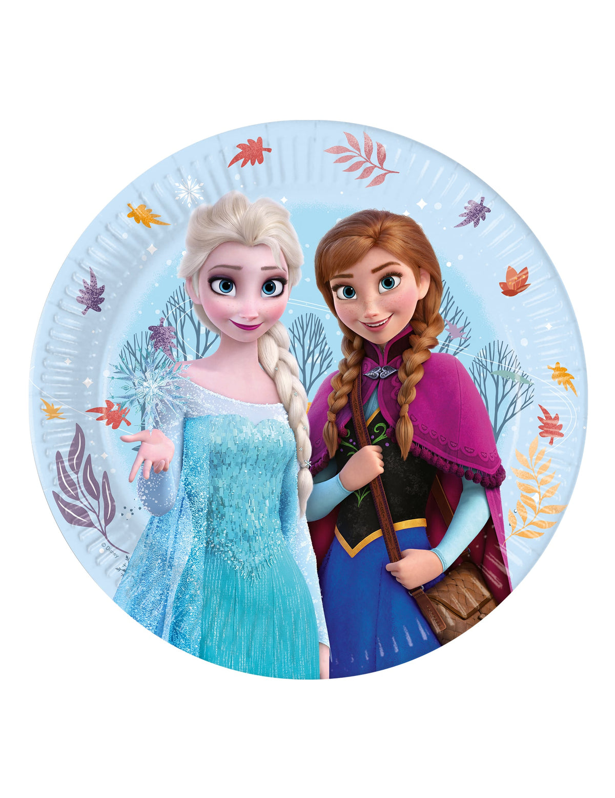 Assiettes en carton La Reine des Neiges Frozen Idyllic Wonder pour enfant bleu clair avec Anna et Elsa