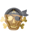 Assiettes en carton pirate tête de mort pour fête marron kraft et doré