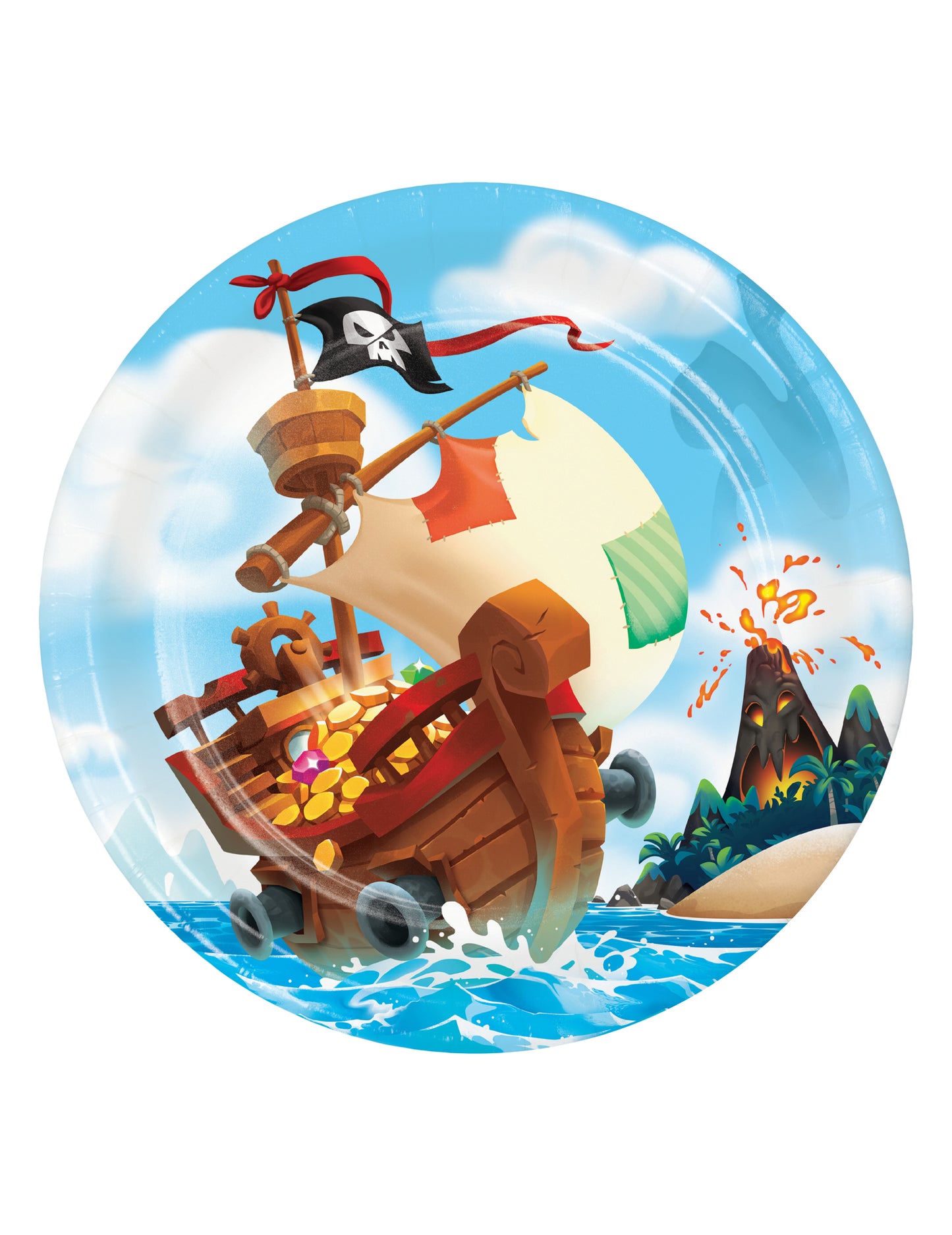8 papierových tanierov s pirátskym pokladom 22 cm na narodeniny