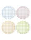 Assiettes festonnées Vichy Pastel pour fête multicolores en carton