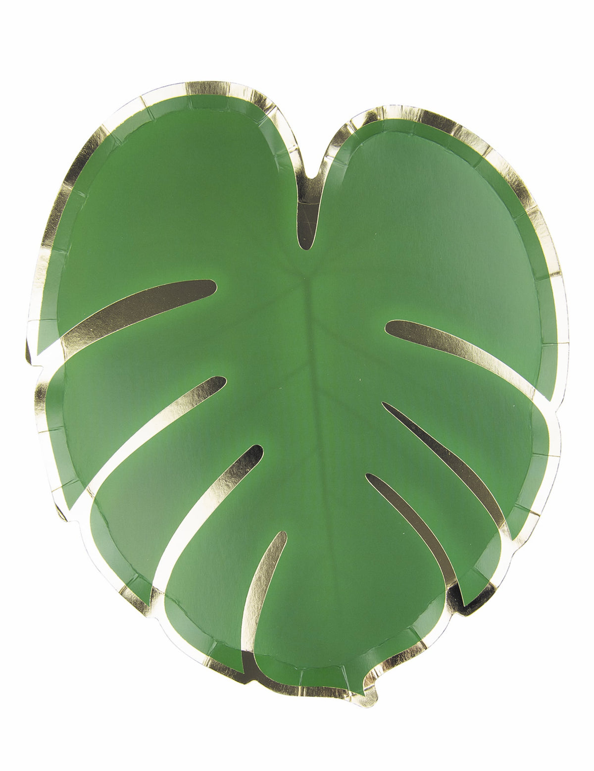 Assiettes en carton feuilles tropicales pour fête vert et doré