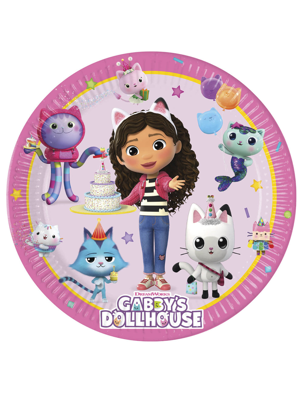 Assiettes Gabby et la maison magique pour enfant roses avec personnages