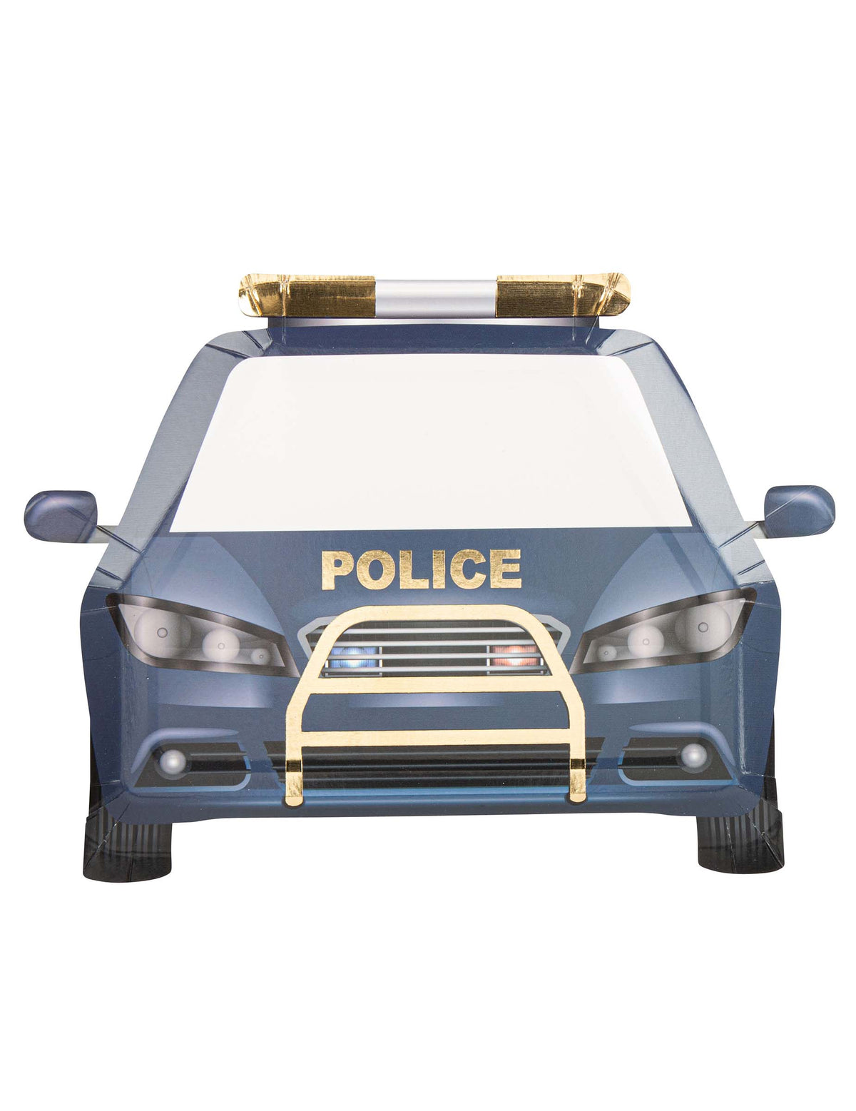 Assiettes en carton police marine et or en forme de voiture