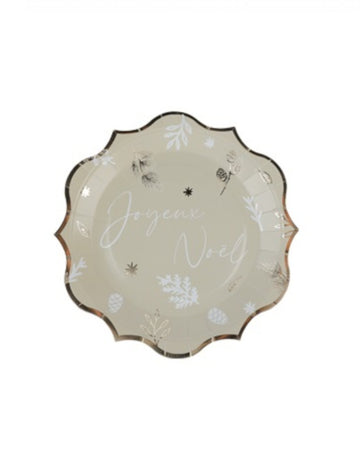 8 botanických vianočných tanierov v sivozelenej farbe 23 cm Veselé Vianoce