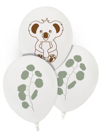 8 latexových balónov koala a eukalyptus 25 cm 