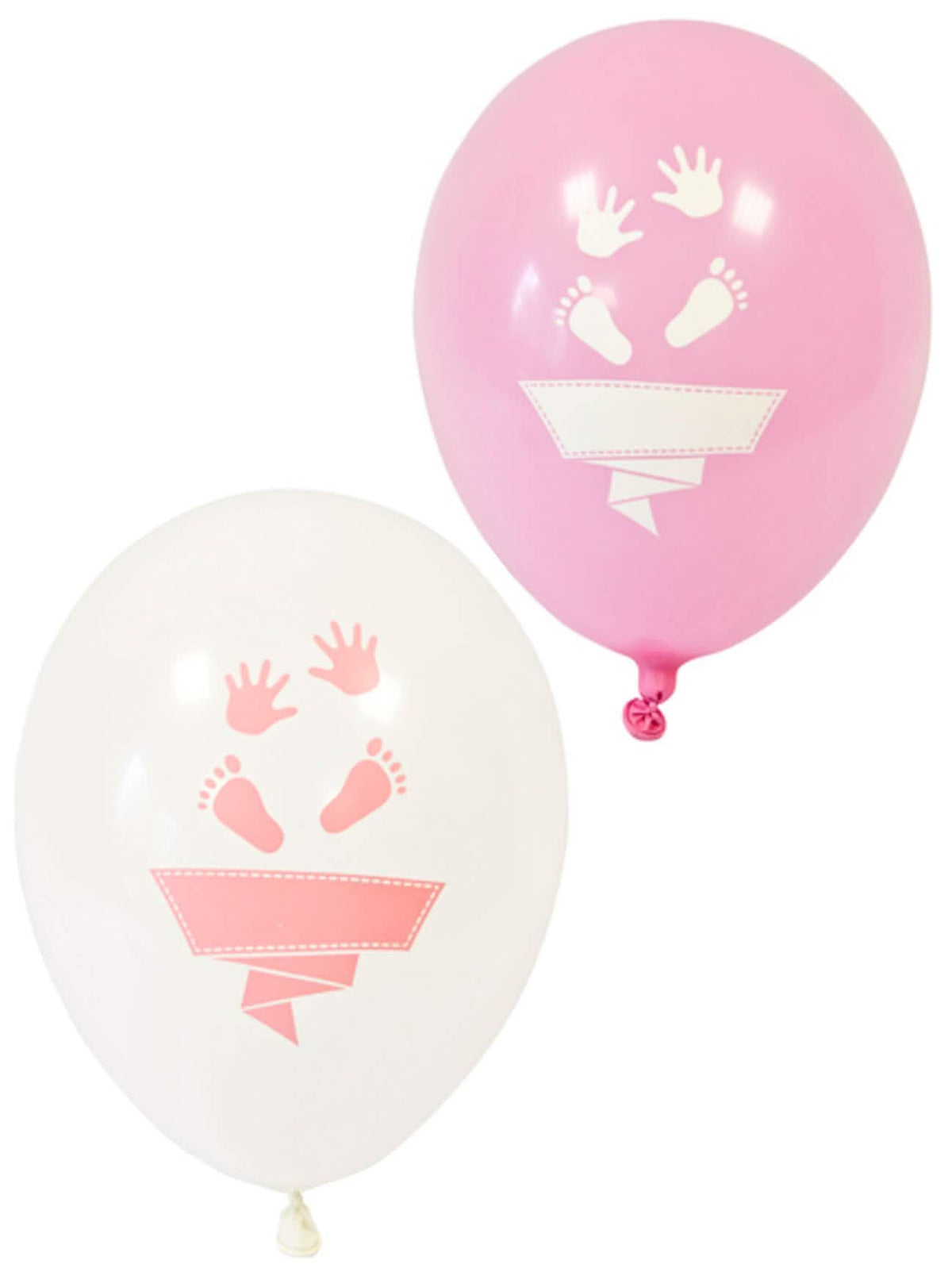 Latexové balóny s nohami a rukami na baby shower biele a ružové