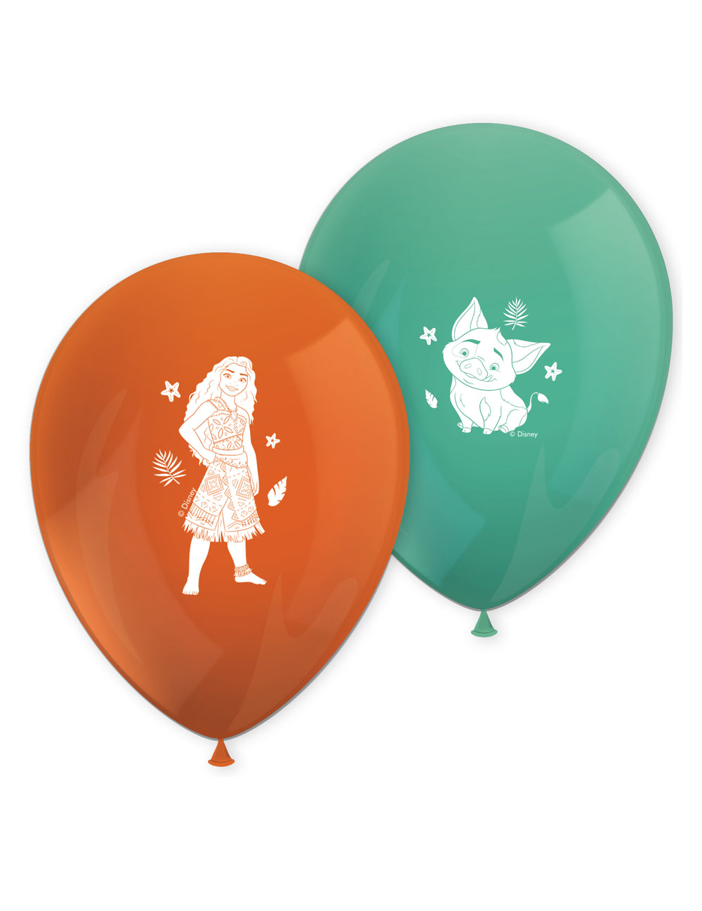 Ballons en latex Vaiana 2 pour enfant orange et vert