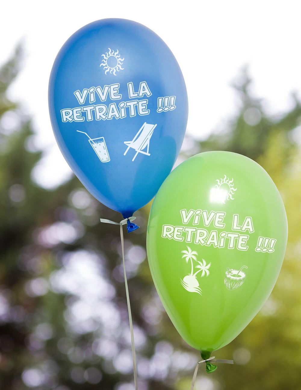 Detail potlače latexových balónov viva la retraite pre dospelého