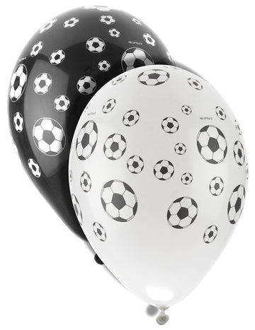 Ballons latex Foot pour fête noir et blanc