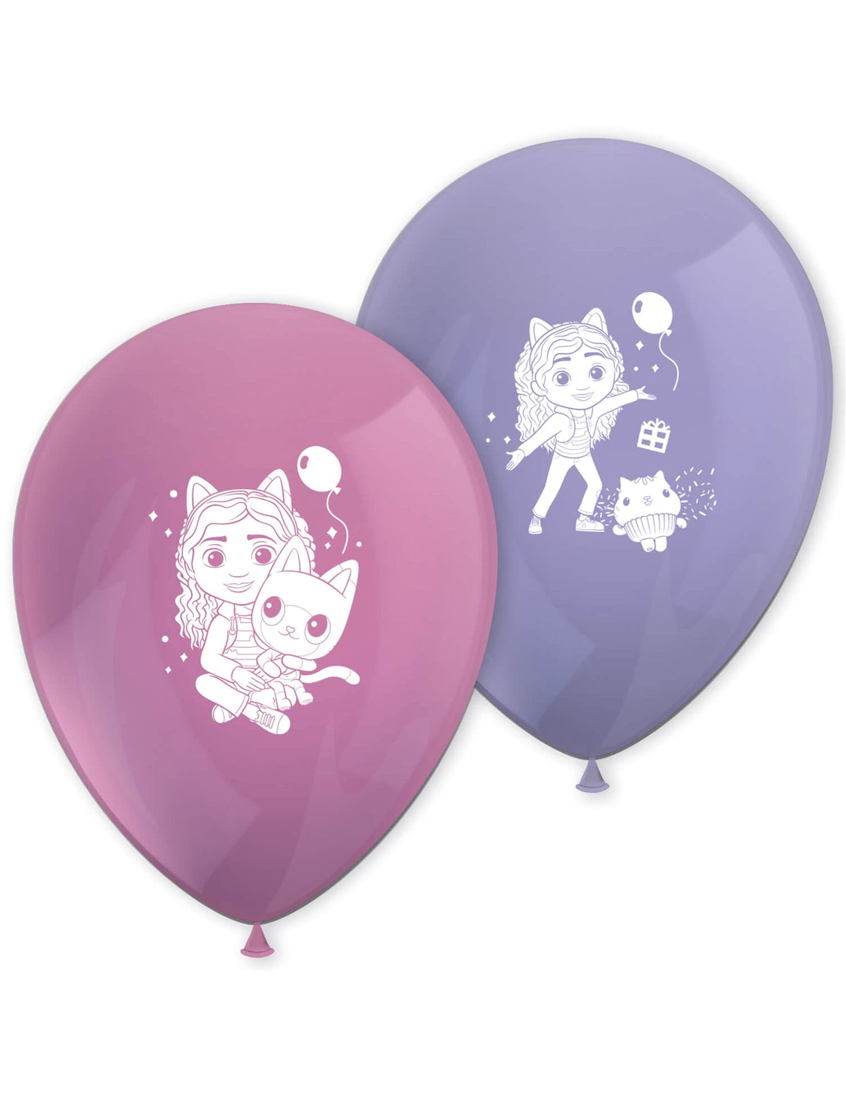 Ballons latex Gabby et la maison magiques pour enfant rose et violet