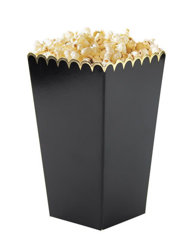 Boîtes à pop-corn festonnées pour fête noires et or