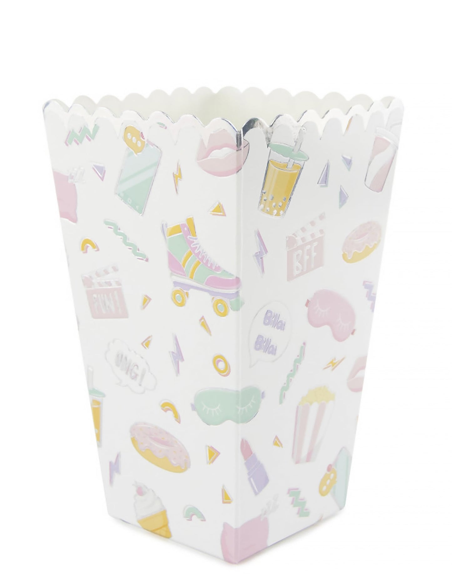 Boîte à pop corn pyjama party irisé aux motifs girly