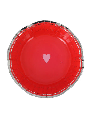 8 červeno-zlatých kartónových misiek s motívom kráľovnej sŕdc 13,5 cm