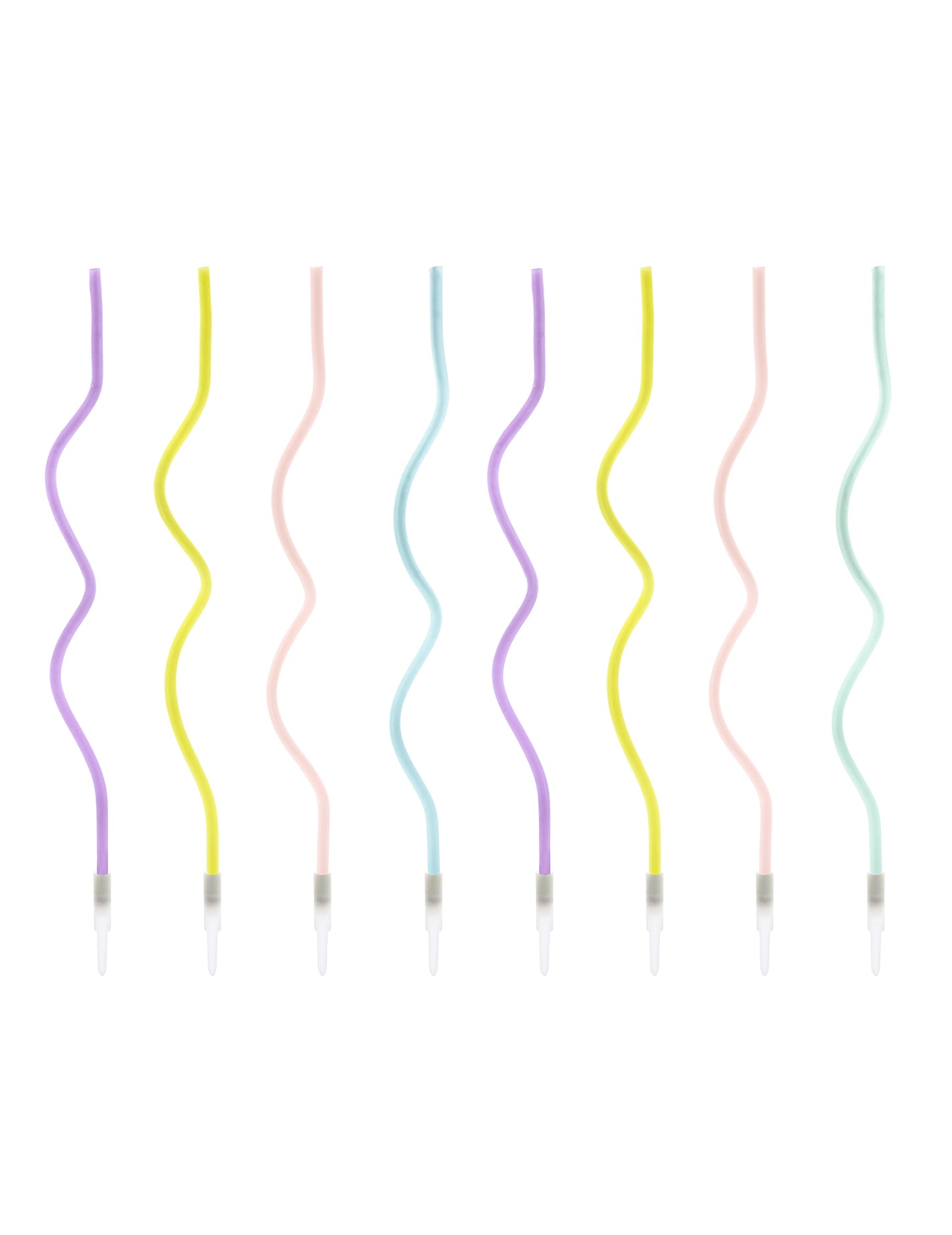 8 viacfarebných pastelových špirálových sviečok 14 cm s bobèches