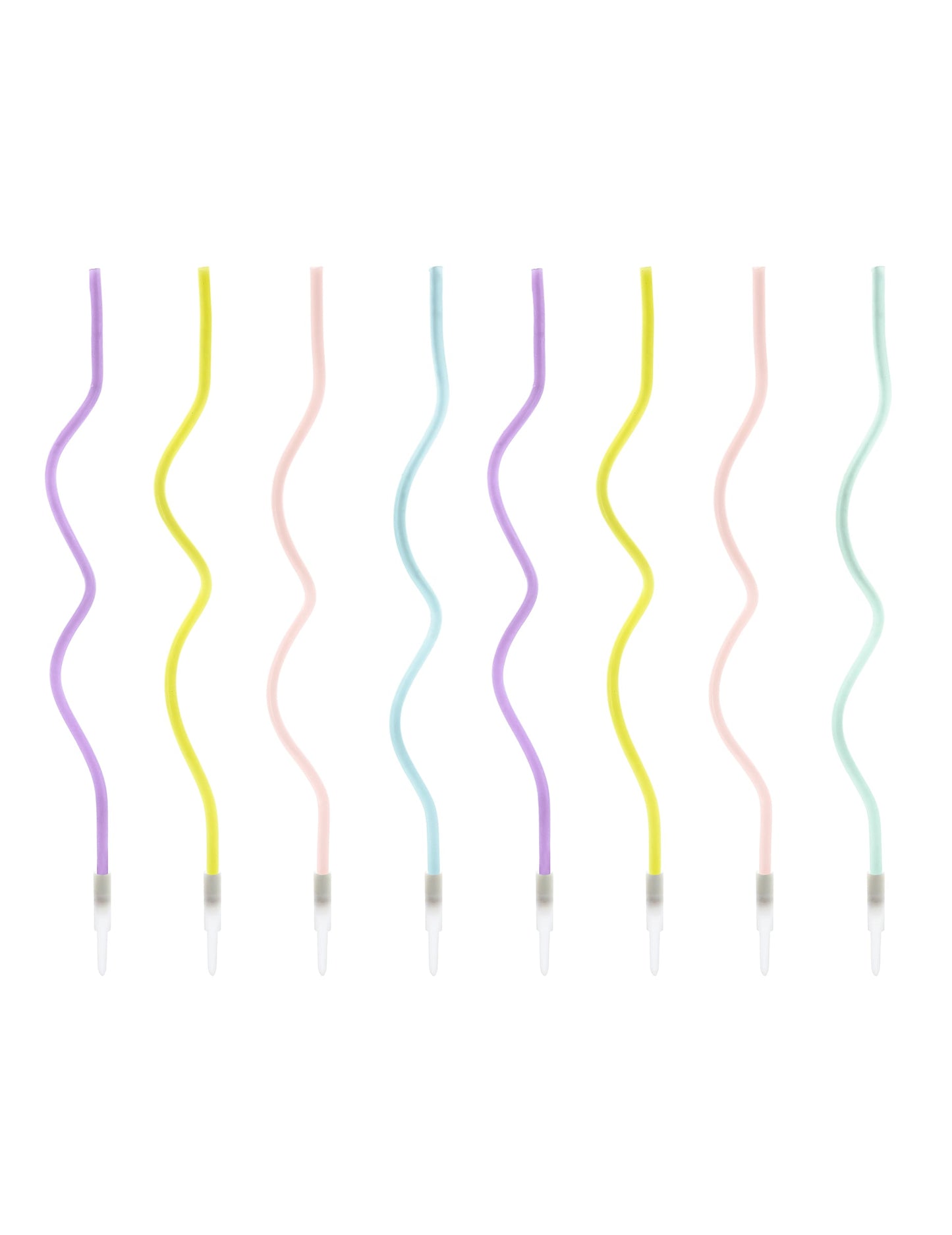 8 bougies spirales pastel pour fête multicolores avec bobèches