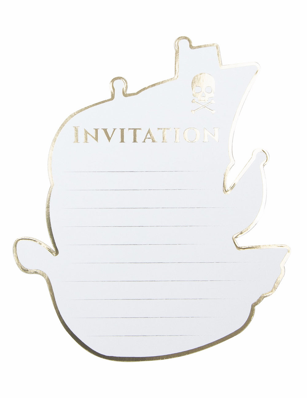 Vue de l'intérieur avec lignes d'écriture des cartes d'invitation bateau pirate