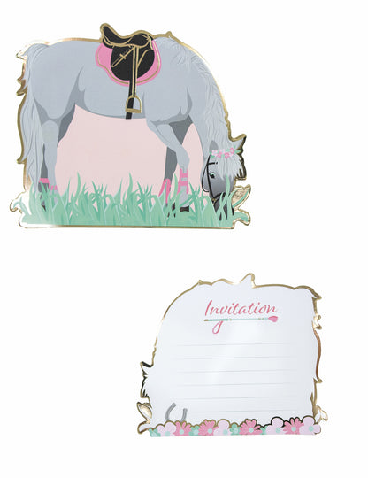 8 pozvánok s koňmi 13 cm na narodeniny