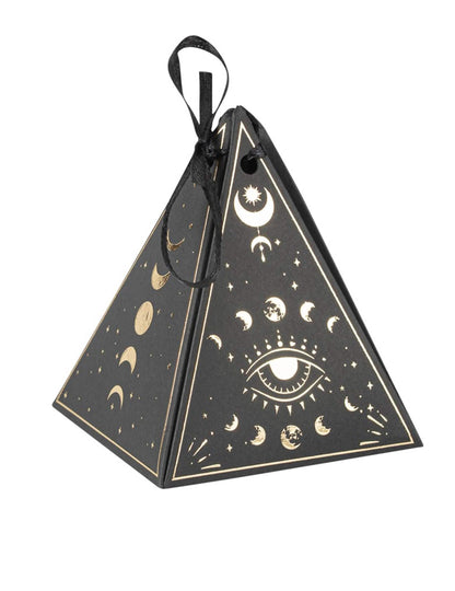 8 krabičiek Cosmic Spirit z papiera, čierna a zlatá, 8,5 x 6,7 cm