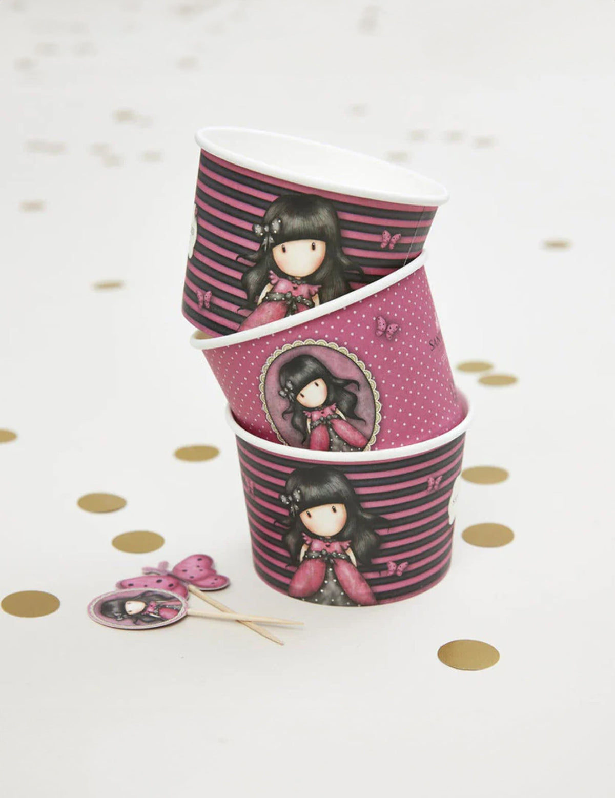 Contenants Ladybird Santoro pour enfant rose et noir à rayures