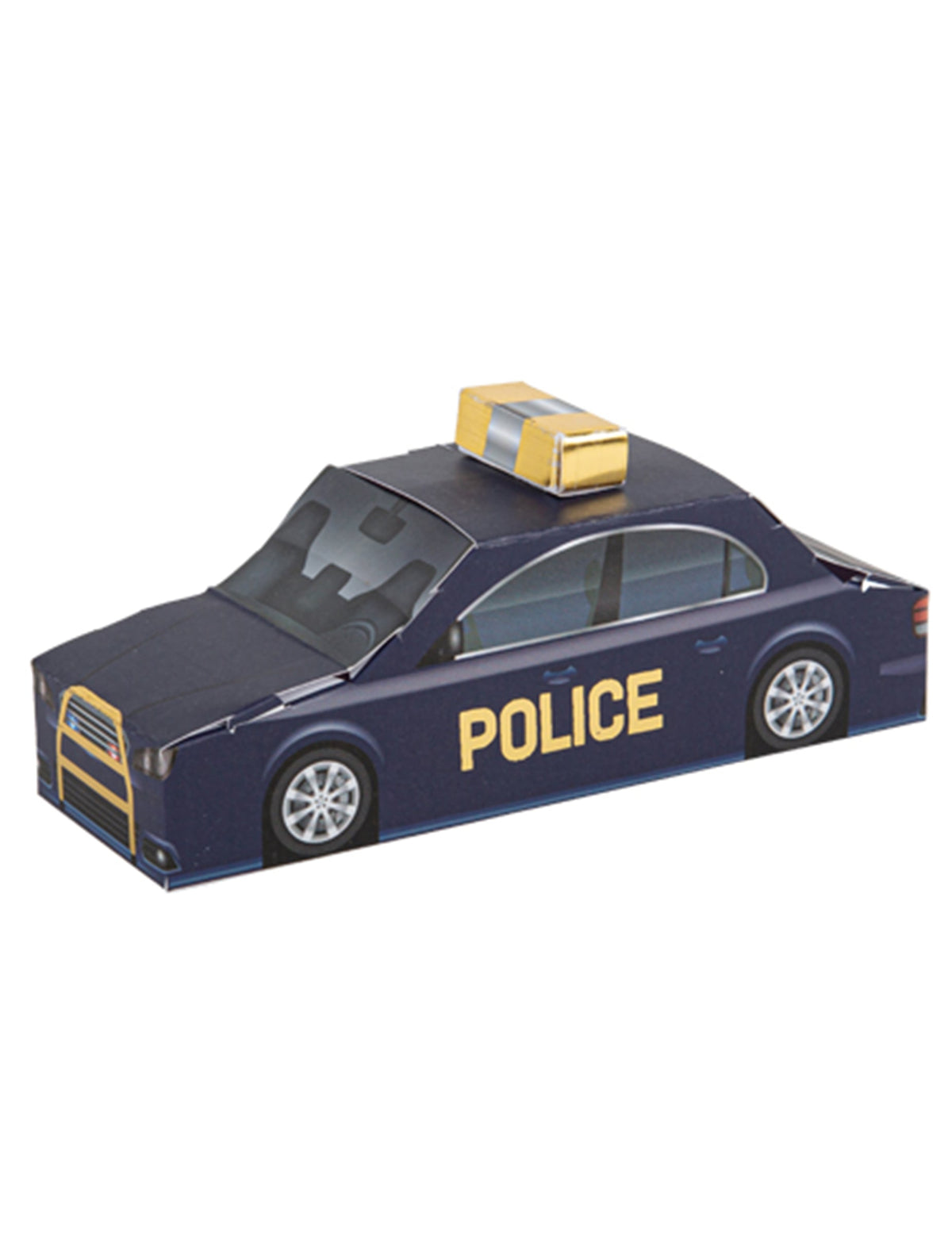 Contenant voiture de police pour enfant bleu marine et jaune