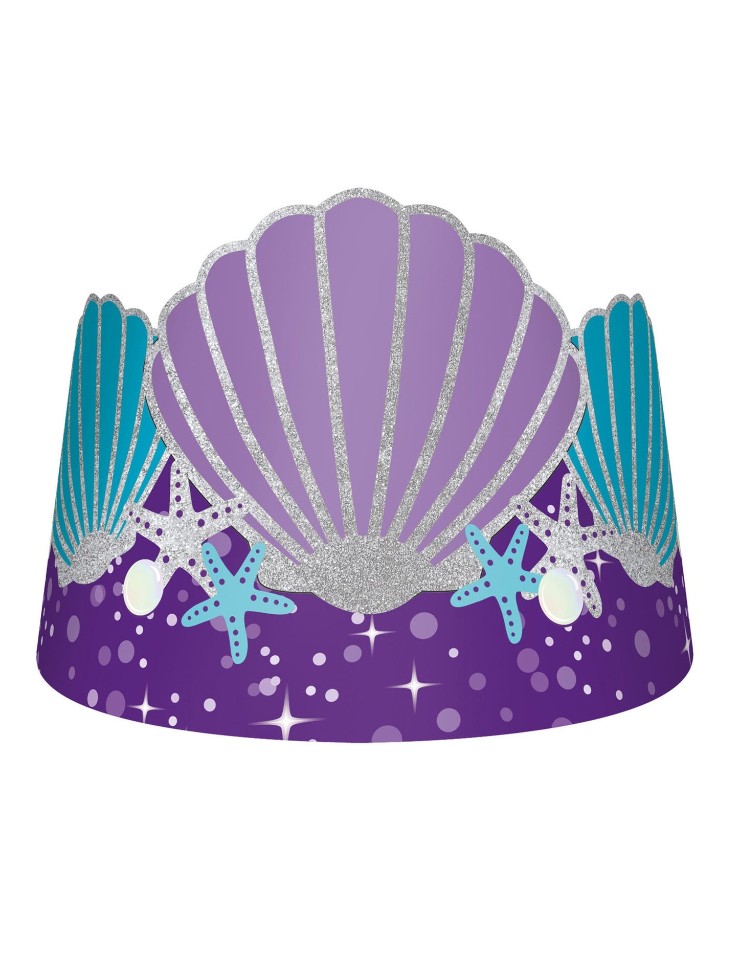 8 kartónových korún s morskými pannami, mušľami a hviezdicami